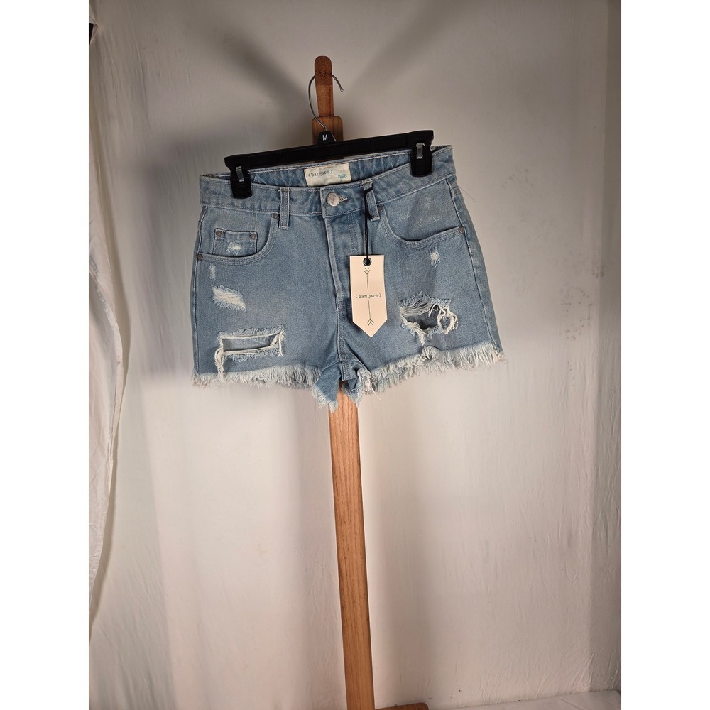 Banjara‎ Distressed Denim Shorts Light Wash Frayed Hem Cut Offs Size 5/26 NEW